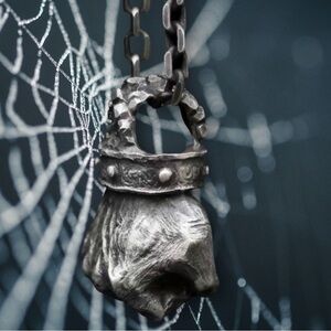 Men's Metal Fist Pendant with small chain free